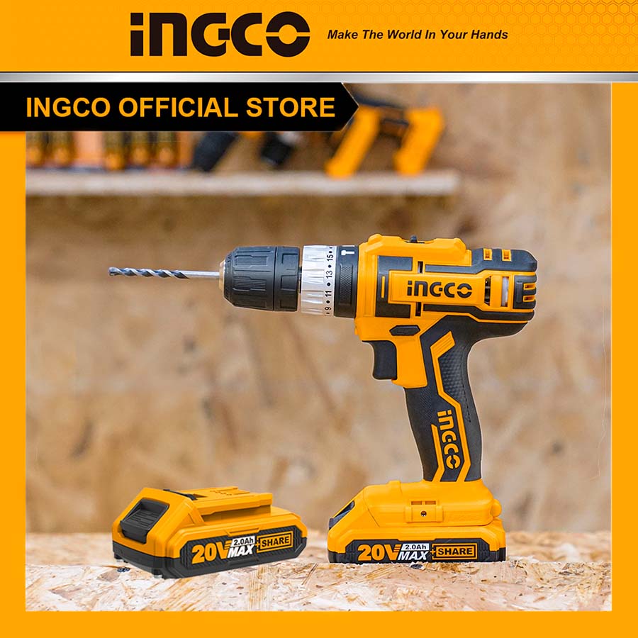 Máy khoan pin 3 chức năng có búa Ingco 20V CIDLI200215 kèm 2 pin 1 sạc