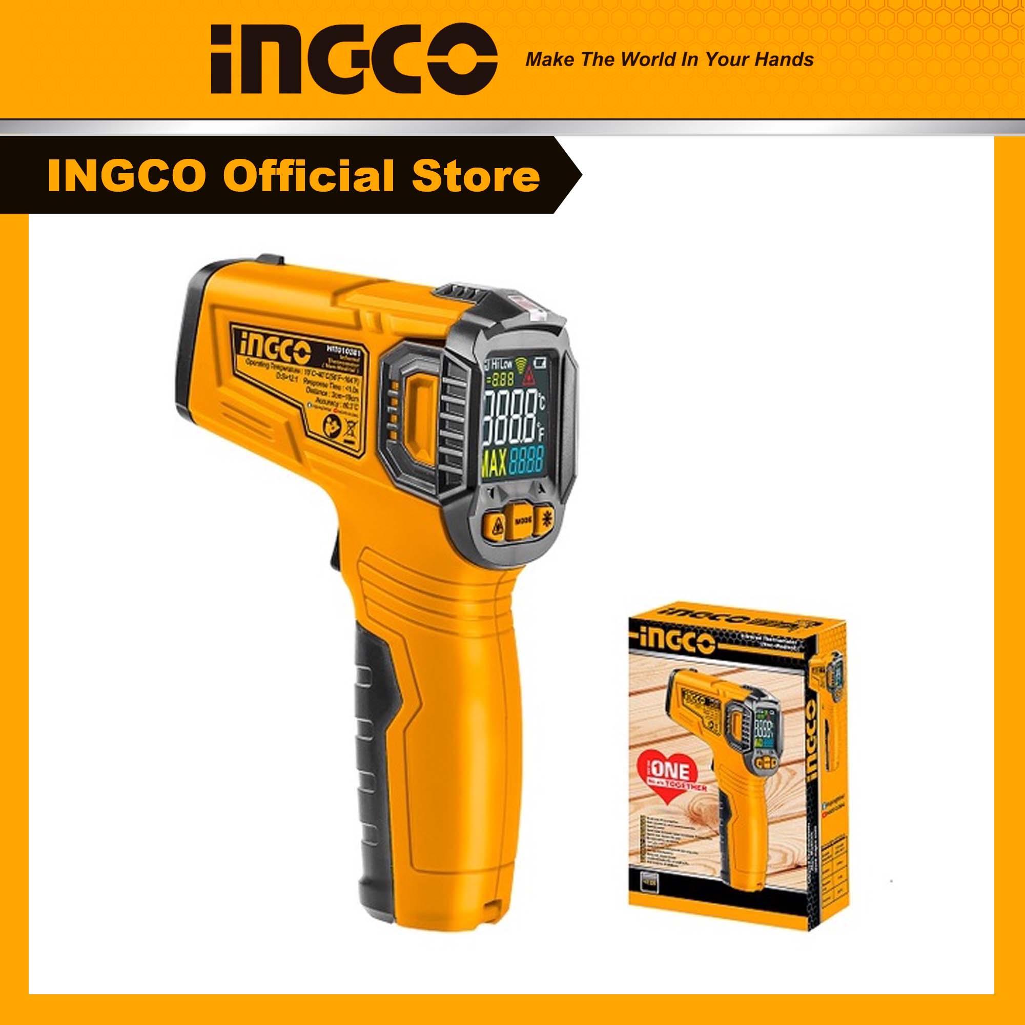 Máy đo nhiệt độ hồng ngoại vật dụng và đo thân nhiệt INGCO HIT010381