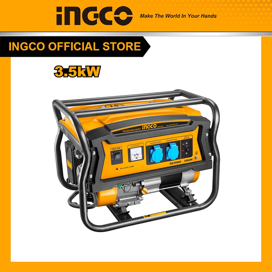 Máy phát điện dùng xăng Ingco GE35006 dây đồng 3.5 KVA bình nhiên liệu 15L khởi động giật nổ bảo hành chính hãng 1 năm