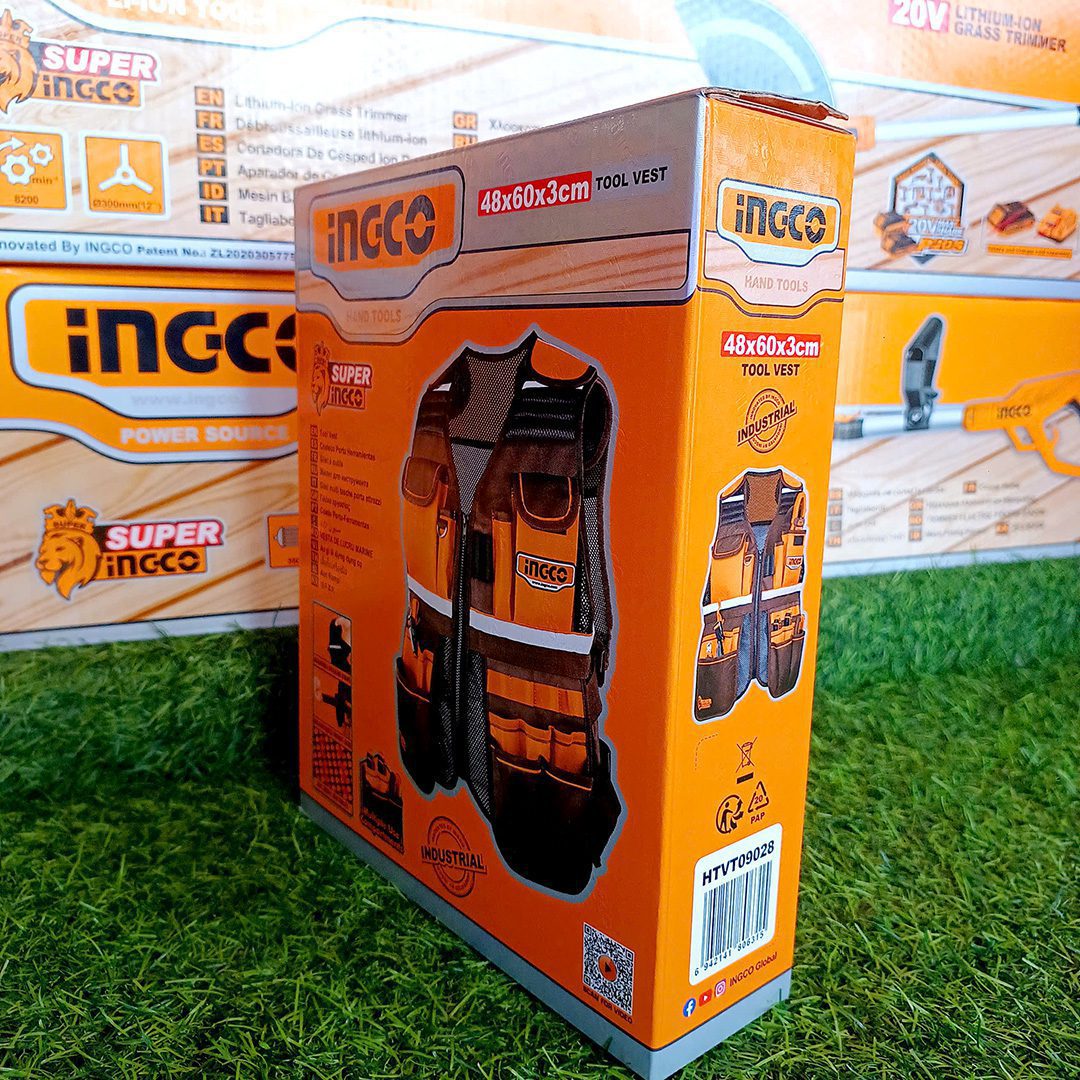 Áo gi lê đựng dụng cụ INGCO HTVT09028 D48xR60xC3cm vải xịn dây đeo và kích thước eo có thể điều chỉnh mặc vừa người-4 Ao gi le dung dung cu INGCO HTVT09028 D48xR60xC3cm vai xin day deo va kich thuoc eo co the dieu chinh mac vua nguoi 4