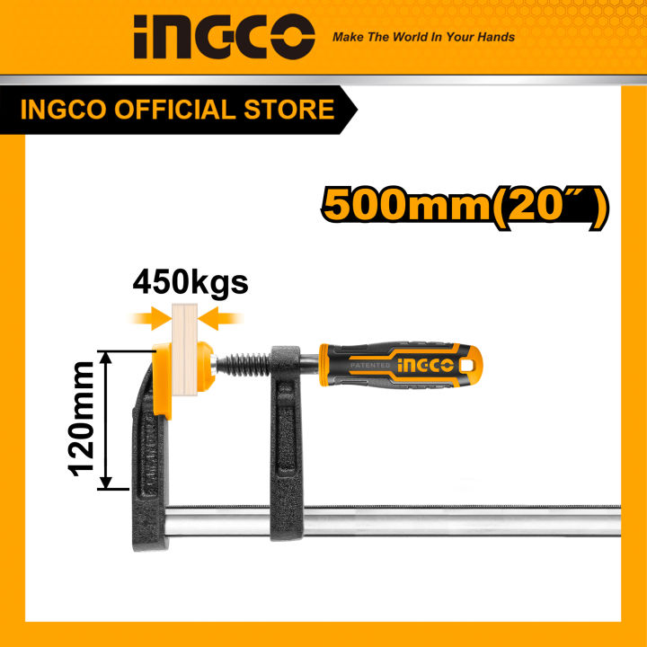 Kẹp gỗ chữ F 120*800mm INGCO HFC021203
