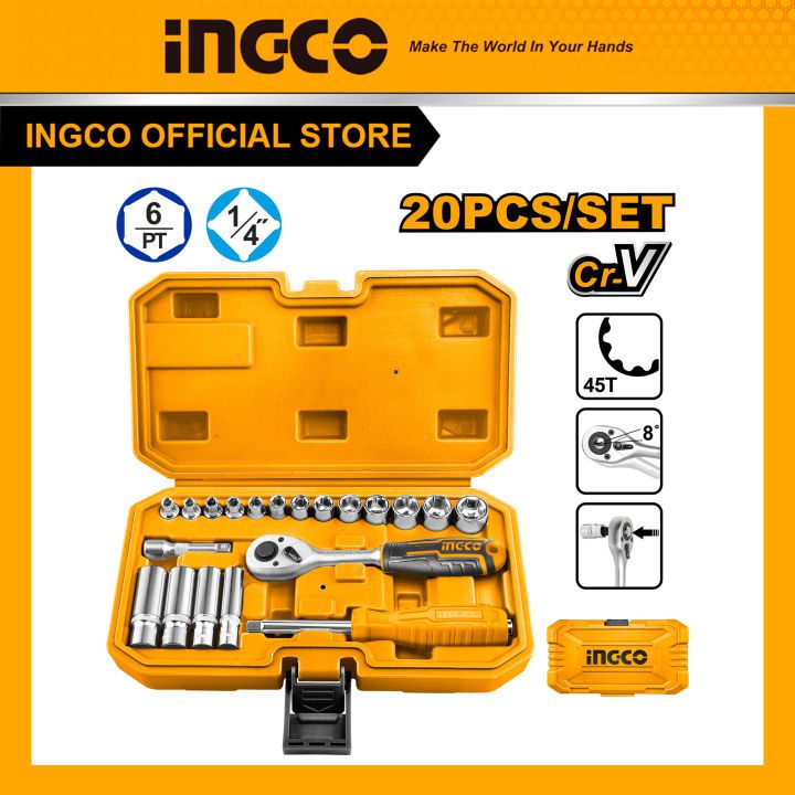 Bộ đầu tuýp 1/4″ 20 chi tiết INGCO HKTS14201