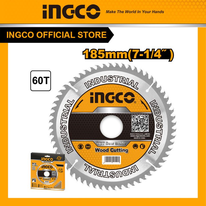 Lưỡi cắt gỗ 185mm cốt 16-20mm, 60 răng INGCO TSB118513