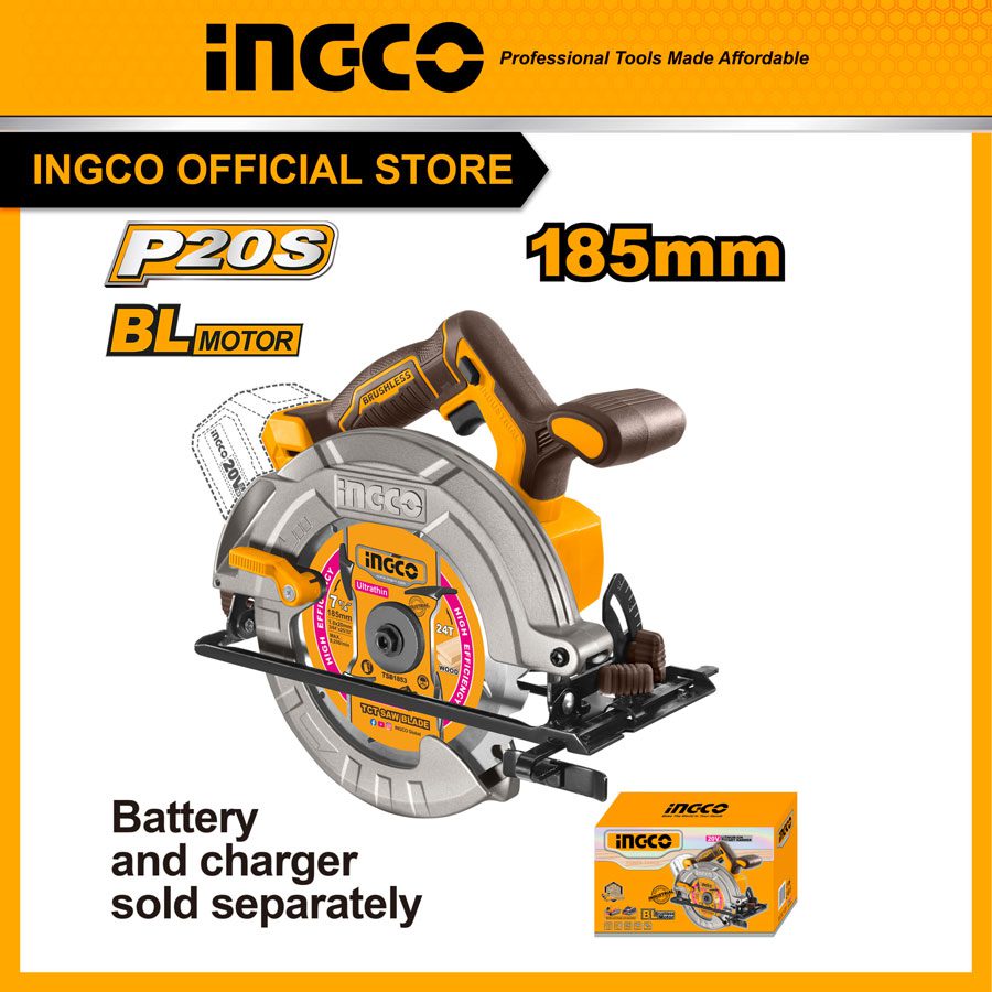 Máy cưa đĩa tròn dùng pin 20V motor không chổi than, đĩa 185mm INGCO CSLI1851