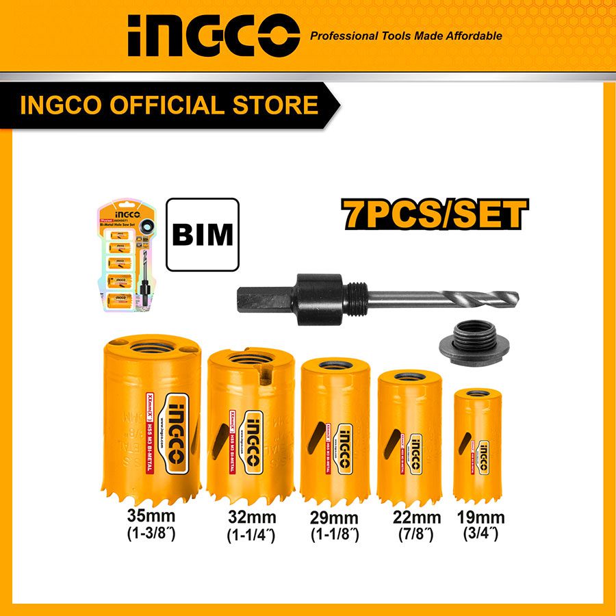 Bộ 7 chi tiết khoét gỗ lổ tròn INGCO AKH0071 Bộ 7 chi tiết khoét gỗ lổ tròn INGCO AKH0071