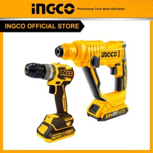 Bộ Combo INGCO BTCB202405 - Máy khoan pin 20V CIDLI20602 + Máy khoan bê tông pin 20V CRHLI1601