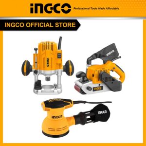 Bộ Combo INGCO BTCB202413 - Máy chà nhám tròn 320W RS3208 + Máy phay gỗ 1600W RT160028 + Máy chà nhám tăng 1200W PBS12001