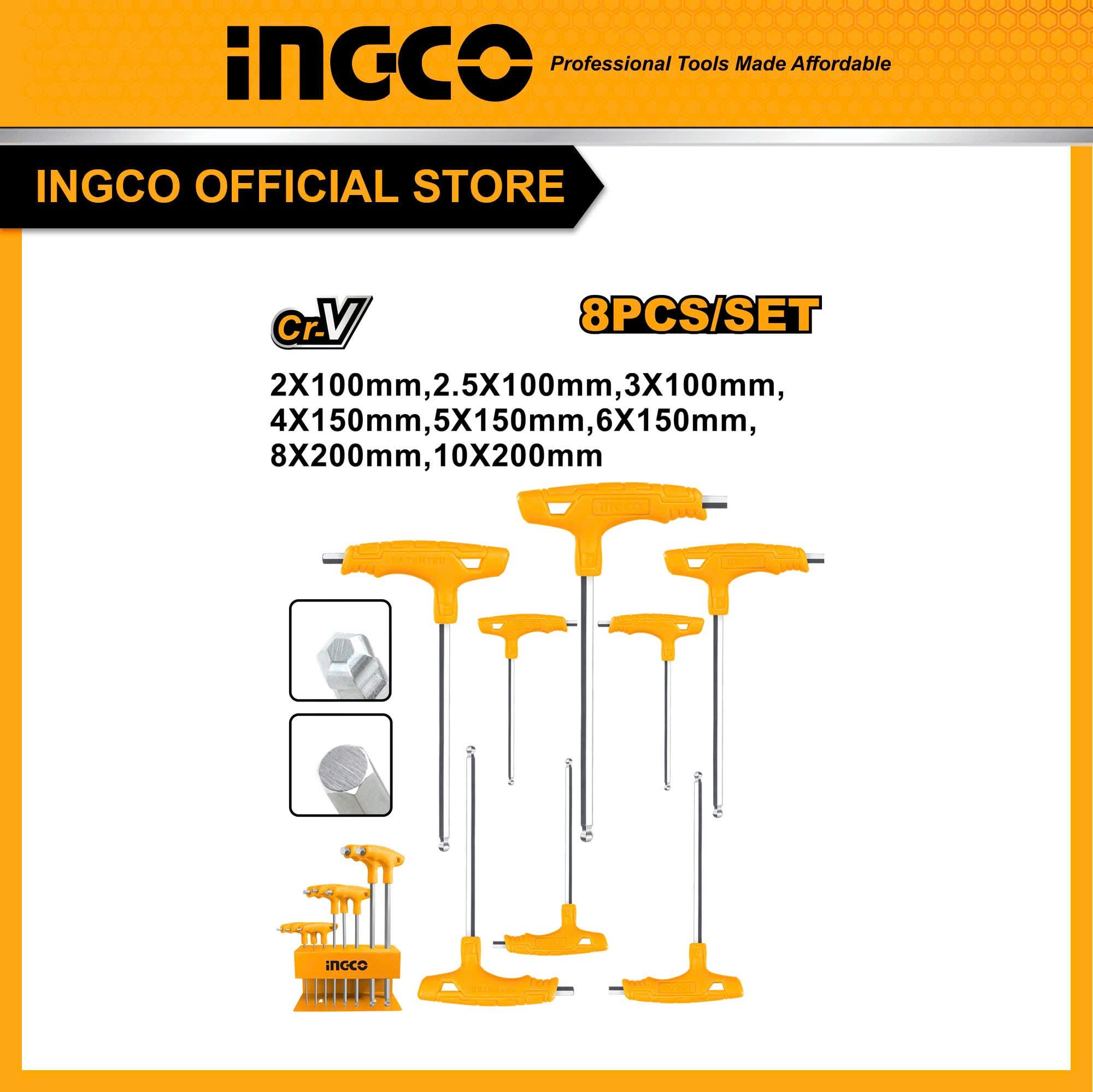 Bộ 8 chìa lục giác tay cầm chữ T INGCO HHKT80828