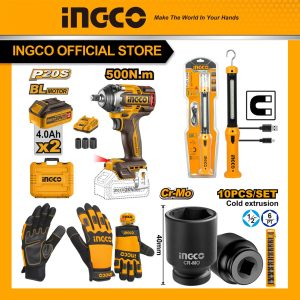 [Bộ combo giá siêu rẻ chính hãng] Máy siết bulong CIWLI2040 400Nm | CIWLI2050 500Nm | CIWLI2085 850Nm | găng tay HGMG02-XL, 10 đầu tuýp 1/2inch HKISSD12101, đèn làm việc HWLI35261