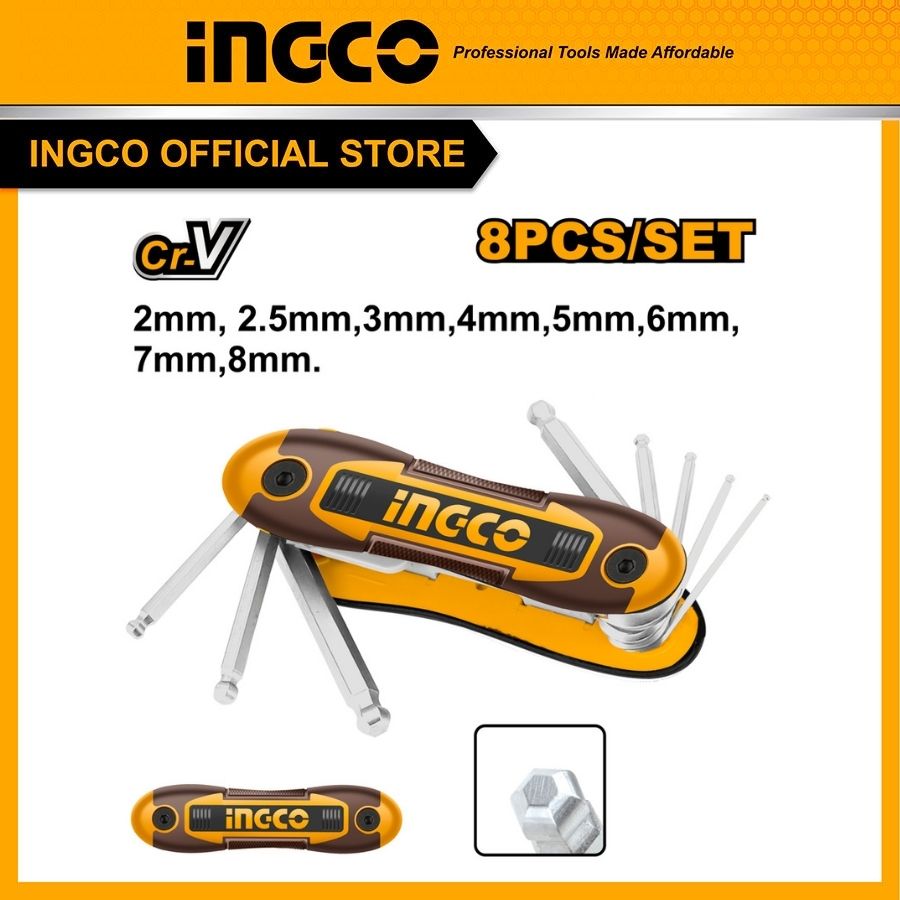 Bộ 8 chìa lục đầu tròn INGCO HHK14082
