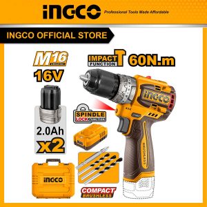 Máy khoan 3 chức năng có búa motor không chổi than hệ pin 16V Ingco CIDLI16682