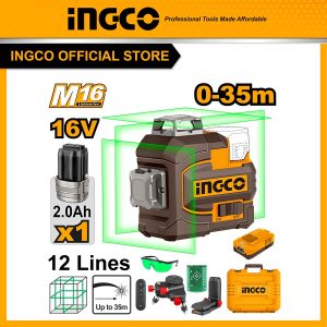 Máy cân bằng laser 12 tia xanh Ingco HLL301201 pin sạc 16V chính hãng