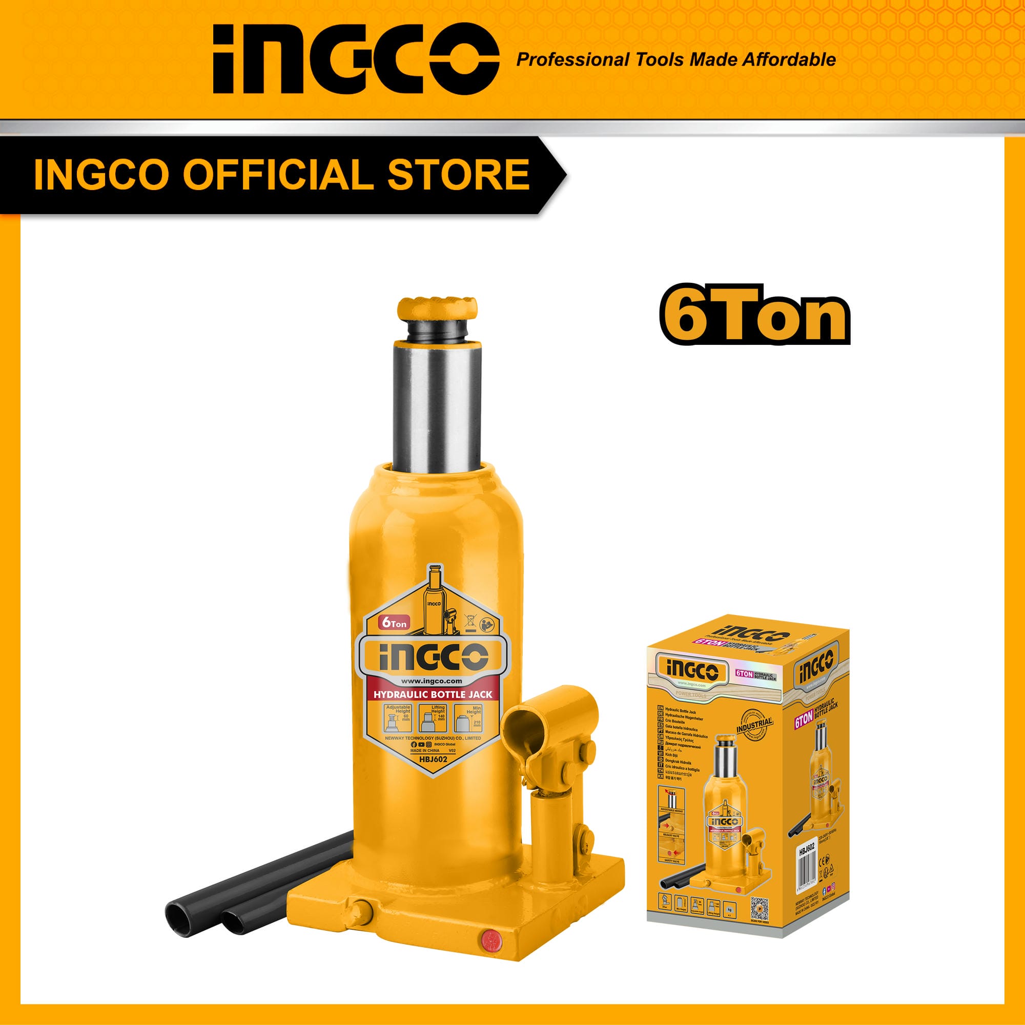 Con đội thủy lực 6 tấn INGCO HBJ602 có van an toàn