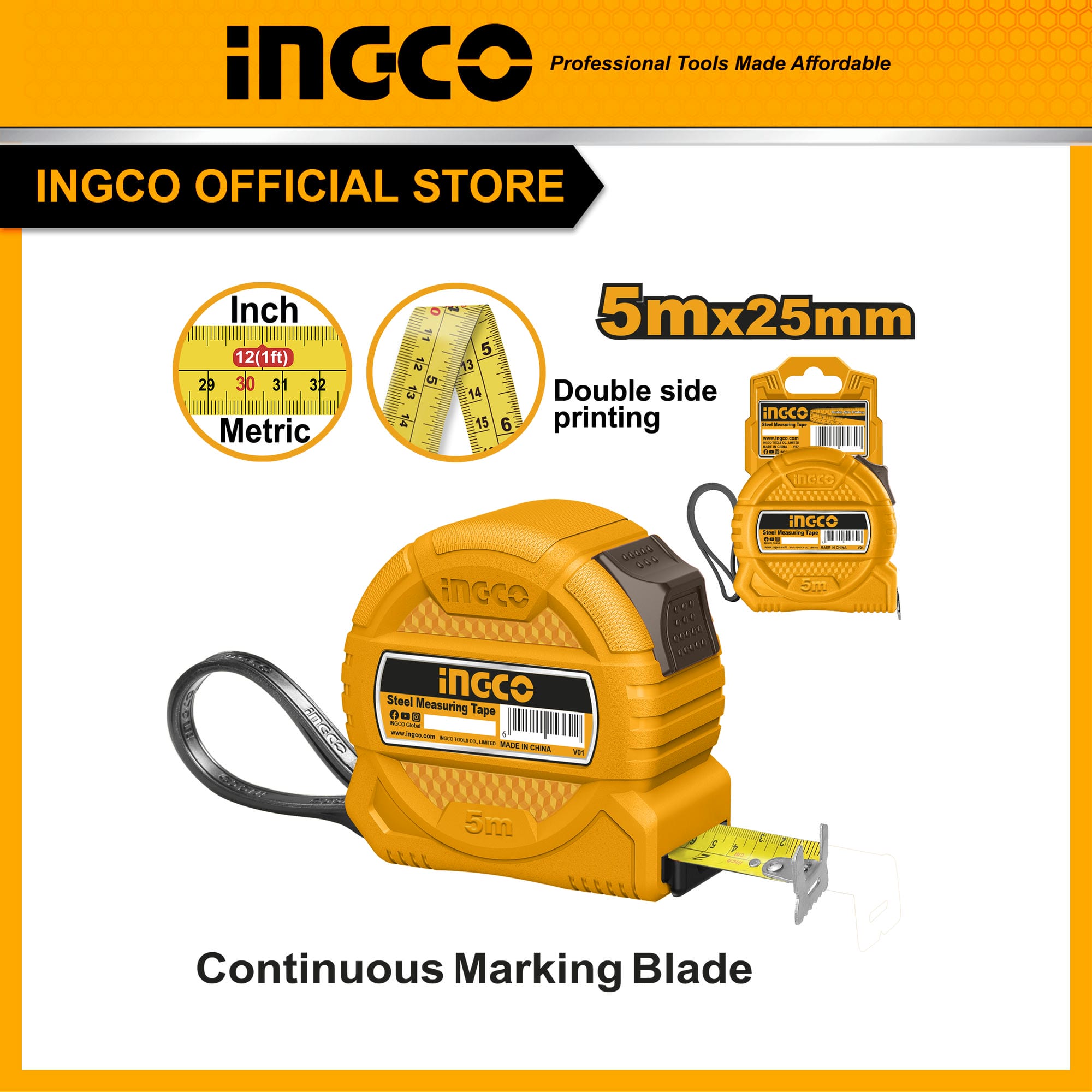Thước cuộn 5m INGCO HSMT39525 size 5mx25mm