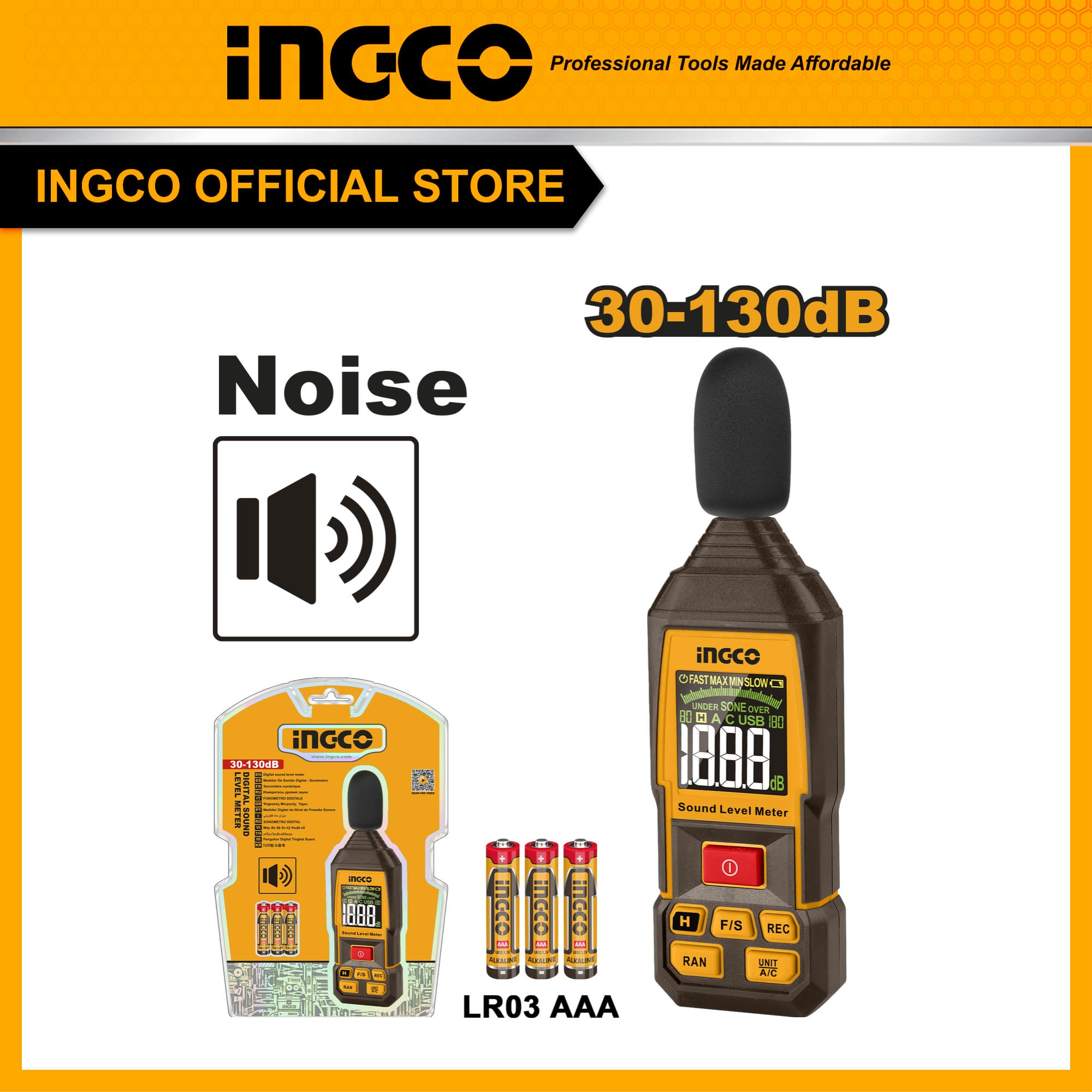 Thiết bị đo độ ồn phạm vi đo 30-130dB INGCO HETSL031 dải động 50dB