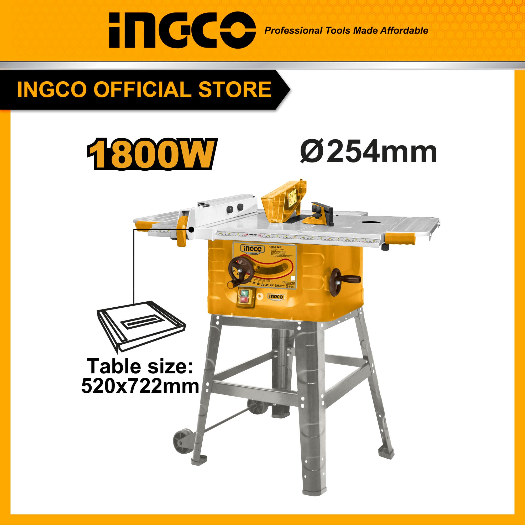 Máy cưa bàn INGCO TS180028 1800W, đĩa 254mm