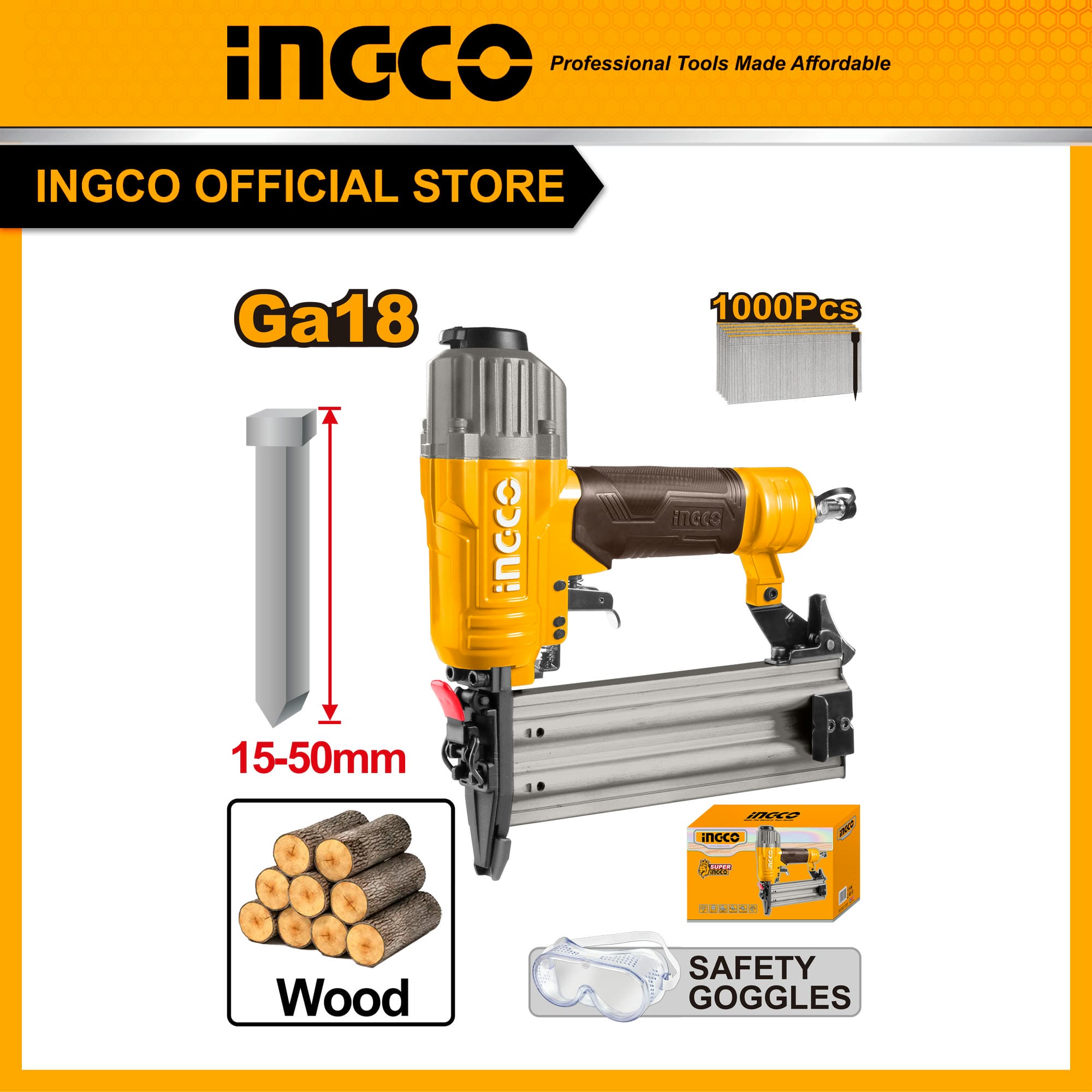 Máy bắn đinh hơi INGCO ABN15501 loại dài 5cm
