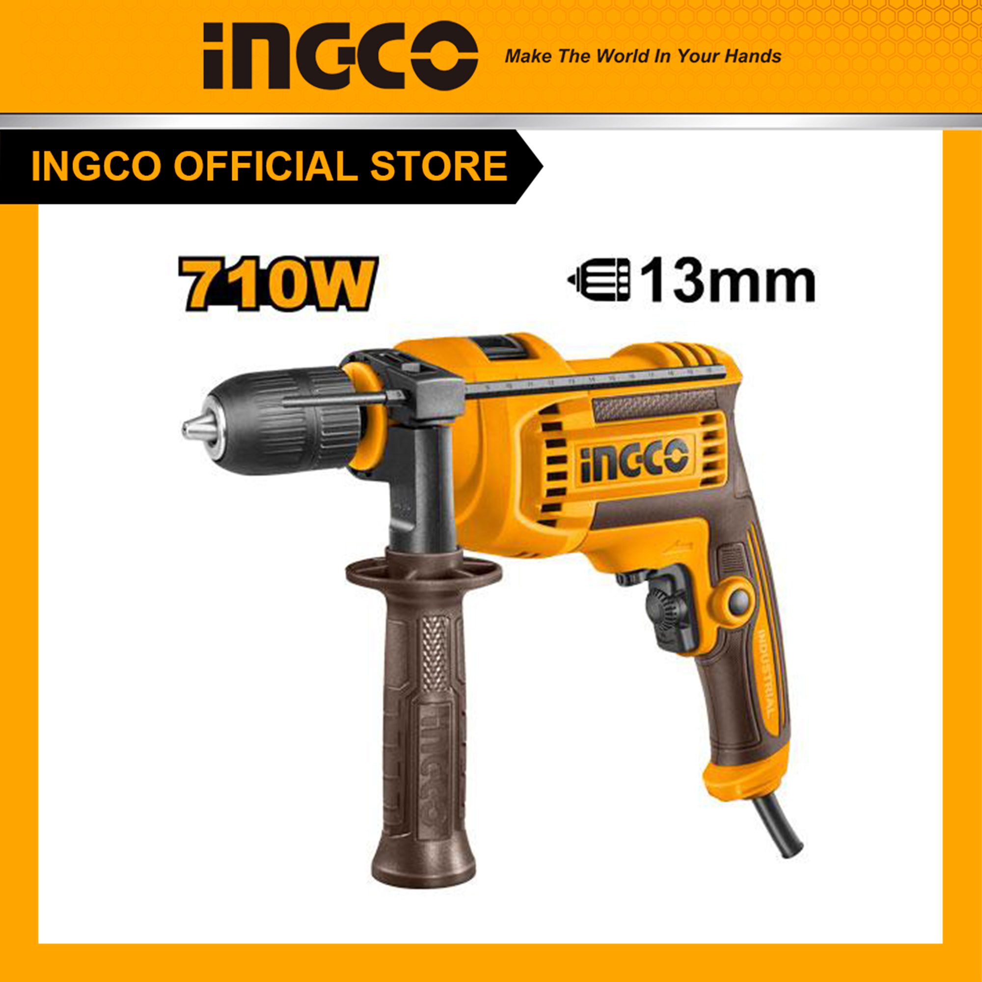 Máy khoan điện gia đình giá rẻ 710W đầu kẹp nhựa 13mm INGCO ID71182
