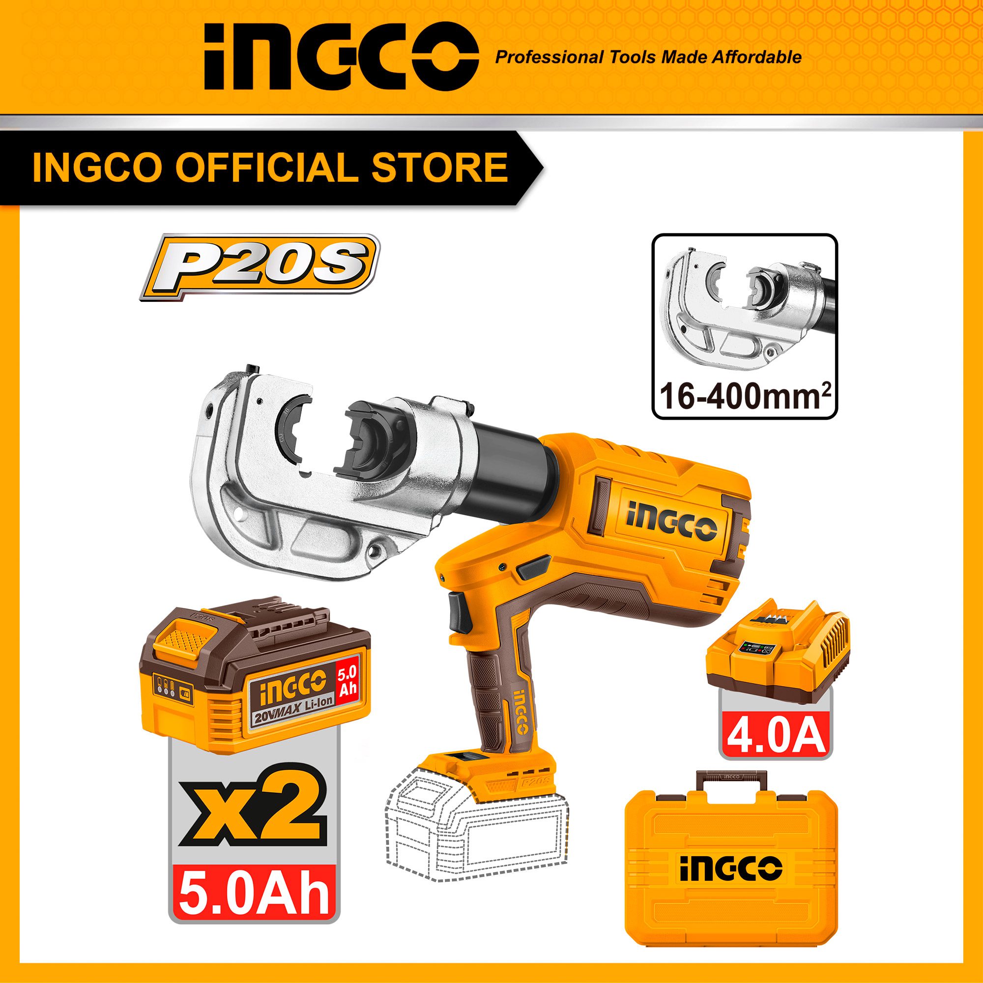 Máy ép thủy lực pin INGCO CTLI2005 20V (kèm pin và sạc)