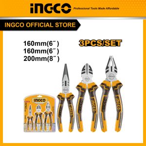 Bộ 3 kềm cắt bằng và nhọn thép carbon INGCO HKPS08318