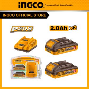 Combo 2 pin 2.0Ah và sạc cho máy pin 20V INGCO FBCPK2212