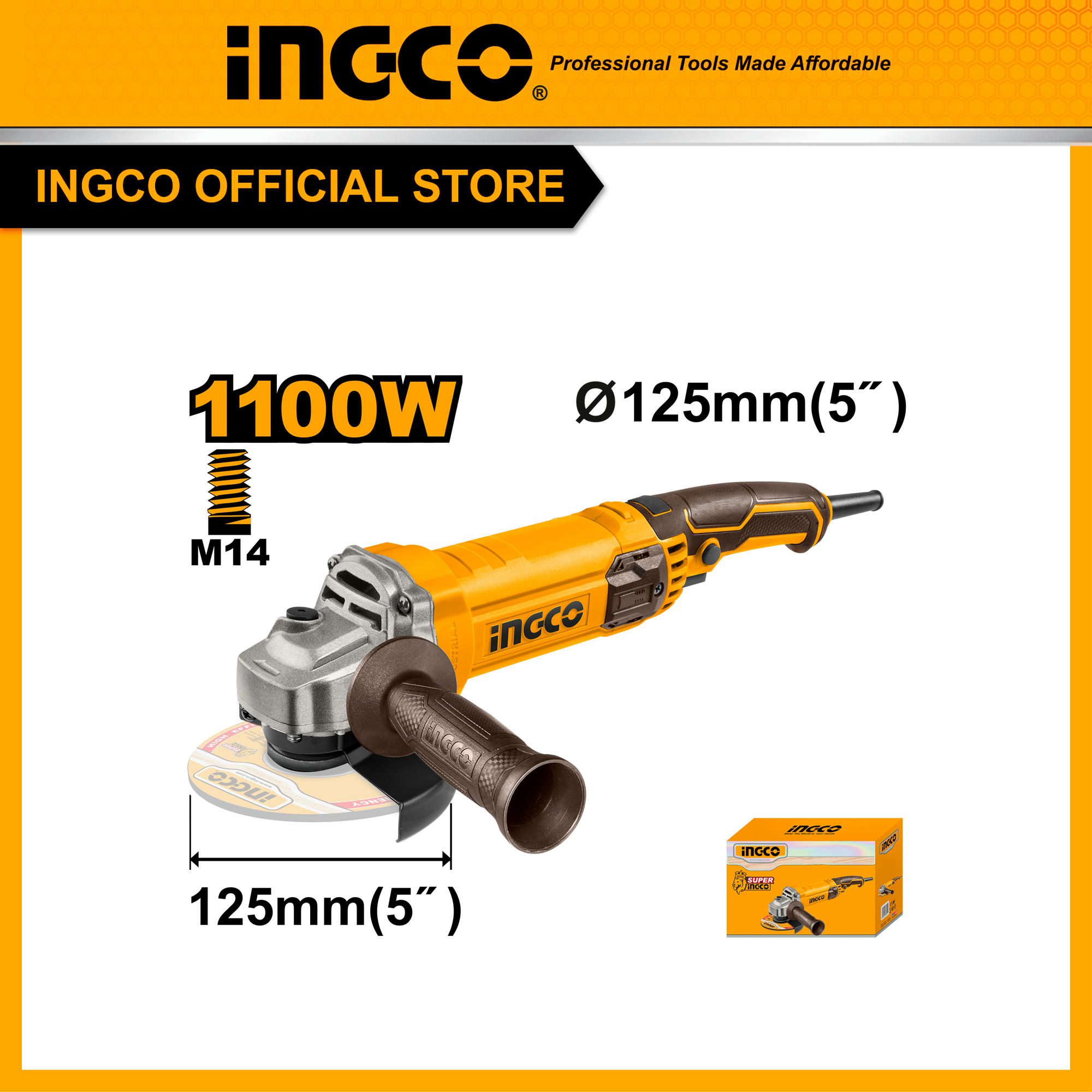 Máy mài góc 1100W INGCO AG110038 đĩa 125mm cốt M14